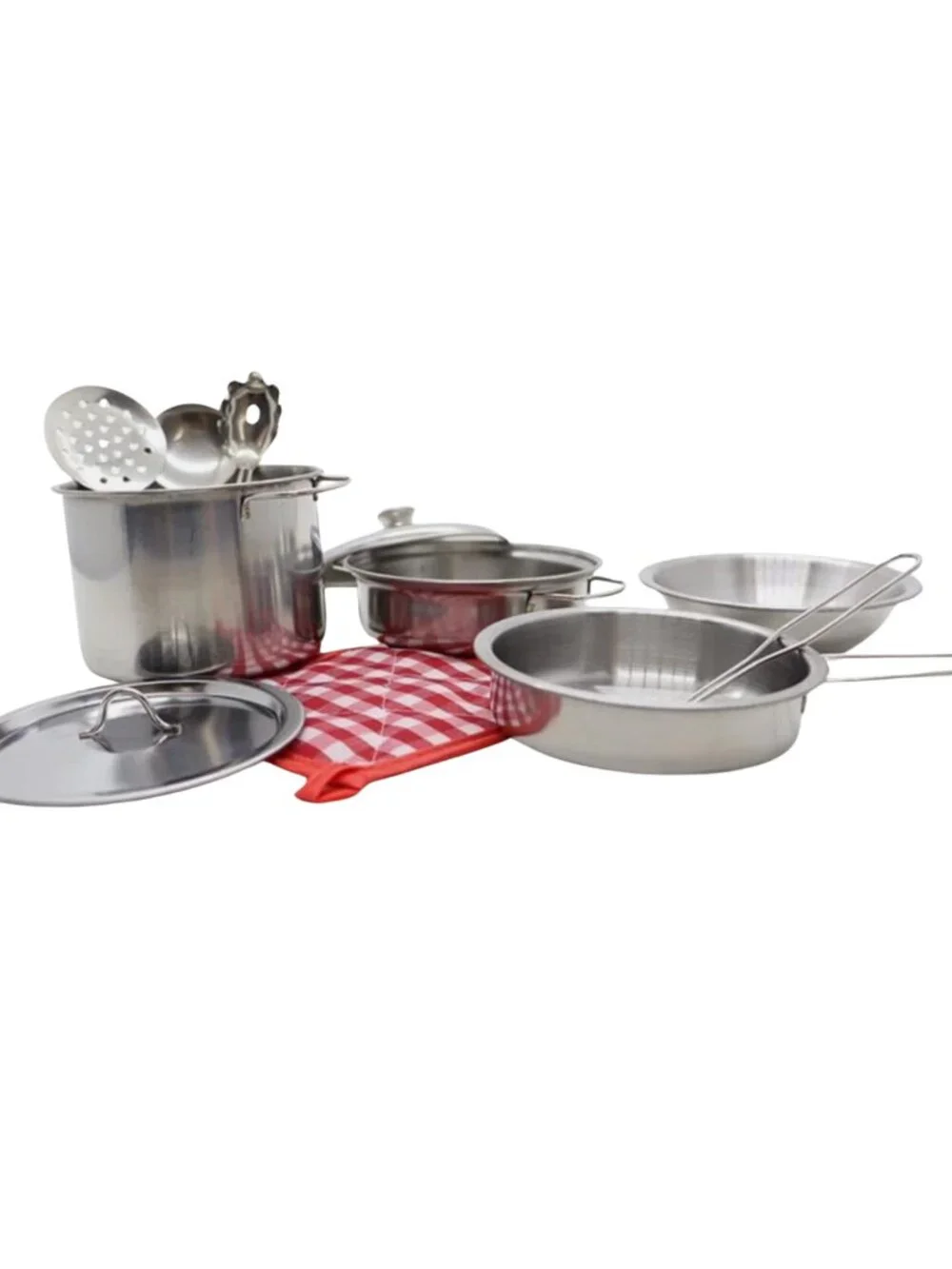 NWT Kids Stainless Steel Kitchen Accessory Set – 11pc Cooking Toy Kit - Picture 6 of 13